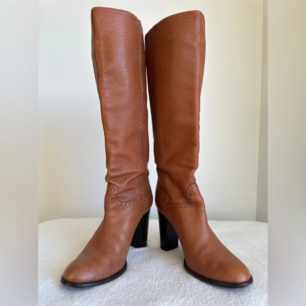 Tory Burch Wyatt Stovepipe Boot size 9.5 M brown‎ tall riding boots
